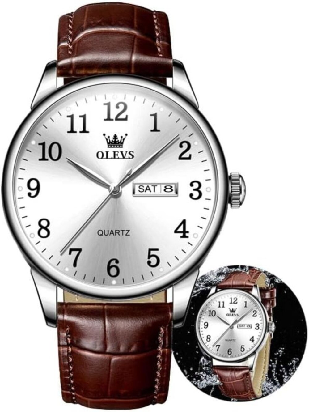 Stylish Waterproof Leather Band Men's Watch - Large Face, Casual Fashion, Easy